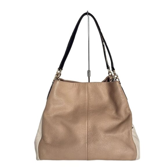 COACH Phoebe Shoulder Bag Beige Cream Leather - Shoulder Bag - Picture 3 of 9